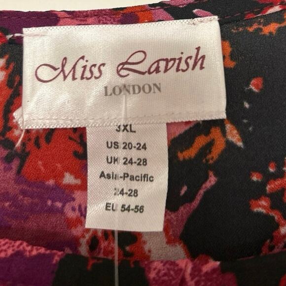 Miss Lavish Red & Pink Floral Midi Kaftan Swim Cover Up Dress Size 3X New - Picture 11 of 15